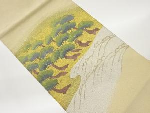 本綴れ金銀通し荒波に木々模様織出し名古屋帯